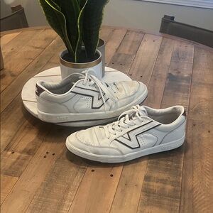 Vans White and Maroon Men's Sneakers